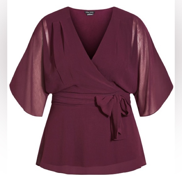City Chic Tops - NWT City Chic Elegant Wrap- Spiced Plum Size M (18)